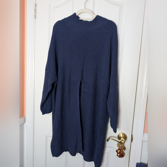NWOT Free People Beach Blue Coco Pullover Sweater Open Front Tunic Size Large - Picture 4 of 7
